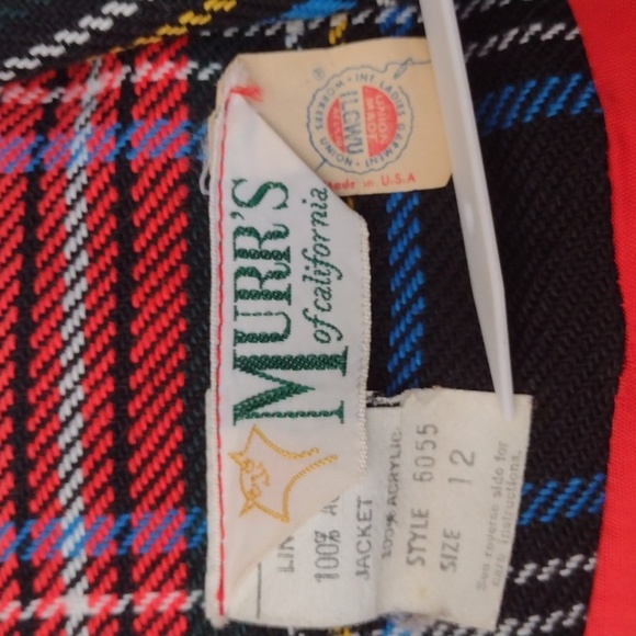 70s Murr's of California Red Plaid Jacket Vintage Size 12 - Picture 8 of 10